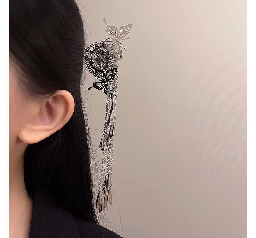 Alloy Hair Butterfly Fringed Stick