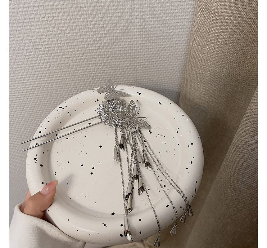 Alloy Hair Butterfly Fringed Stick