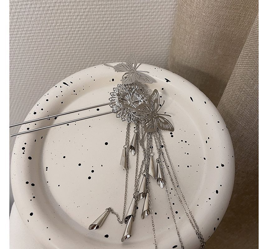 Alloy Hair Butterfly Fringed Stick