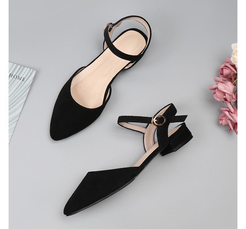 Pointy-Toe Ankle Sandals Heel Strap Chunky