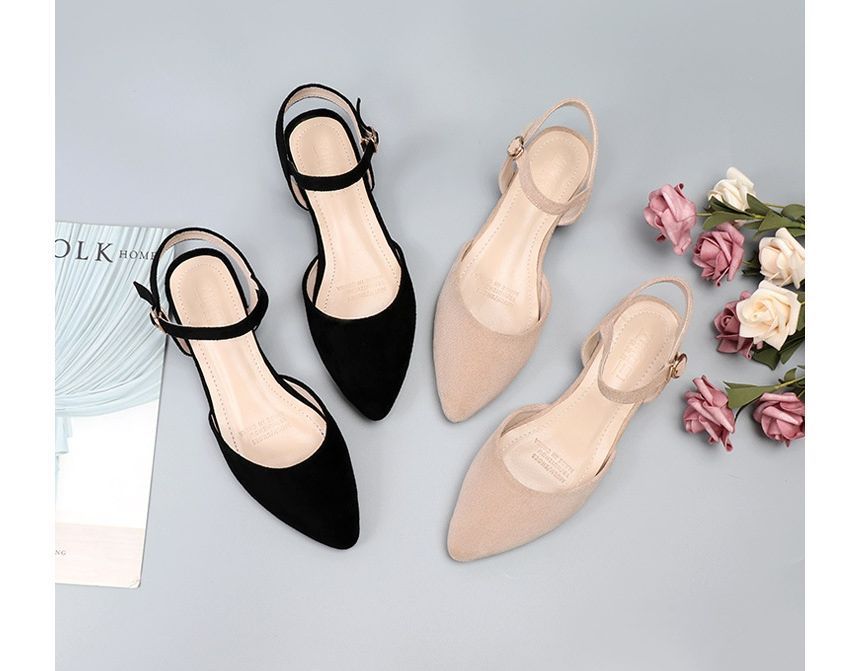 Pointy-Toe Ankle Sandals Heel Strap Chunky