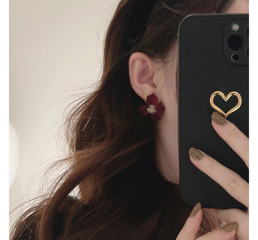 Alloy Flower Flocking Earring