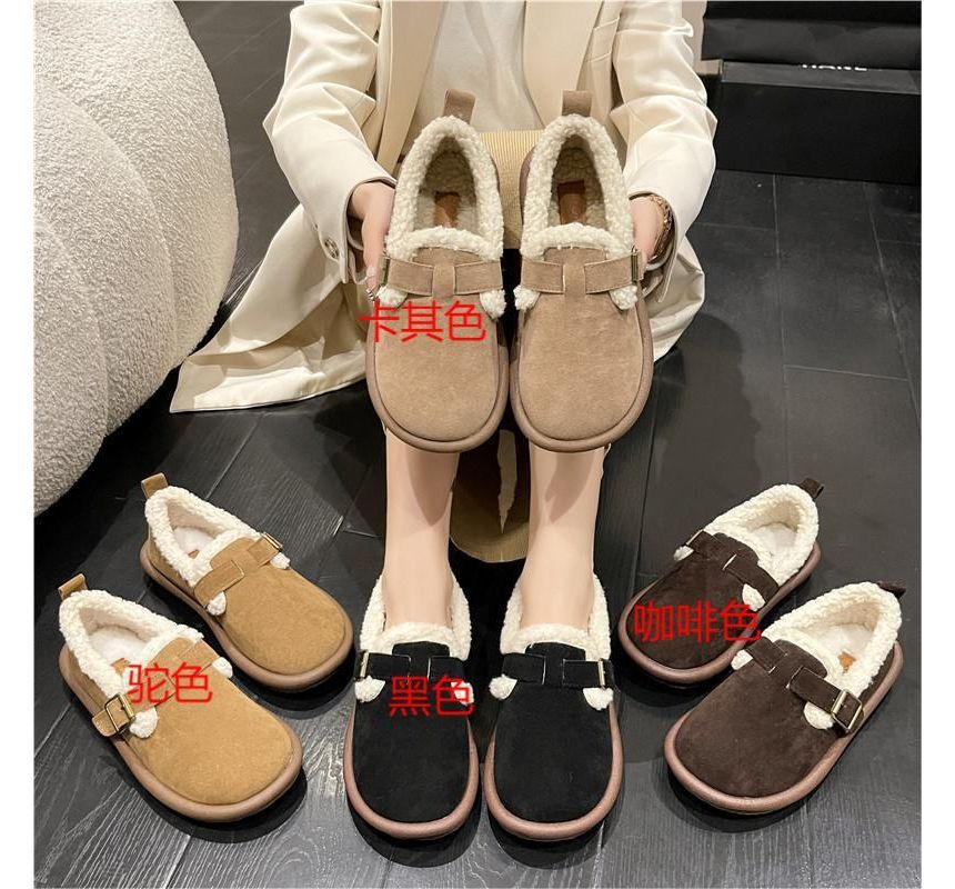 Fleece-Lined Buckled Loafers