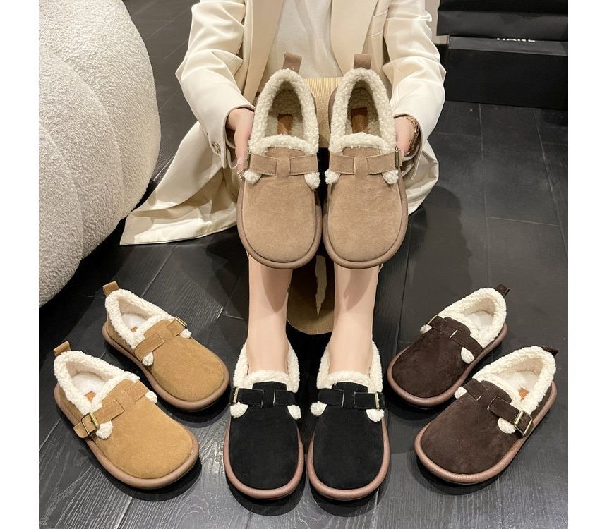 Fleece-Lined Buckled Loafers