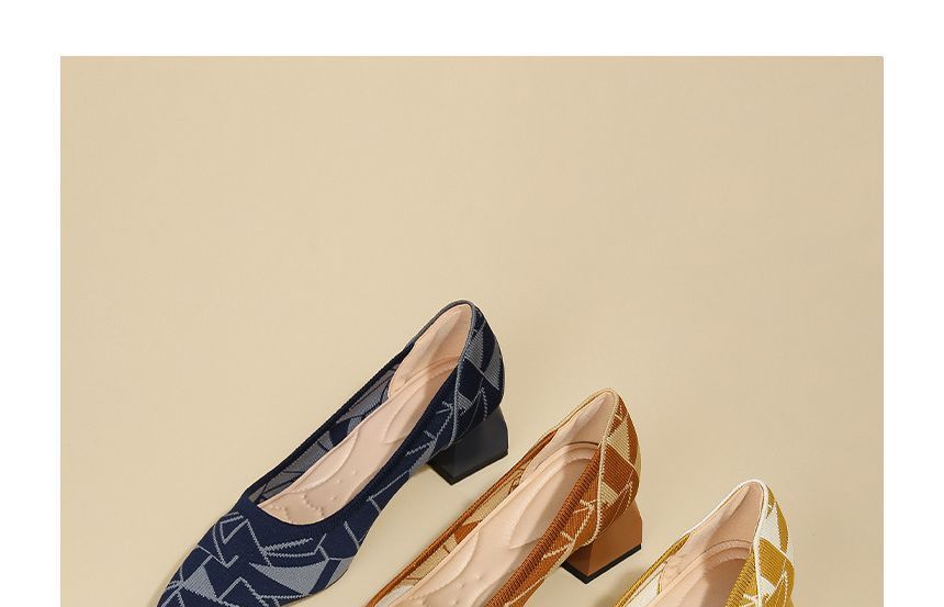 Pumps Pointed Knit Block-Heel