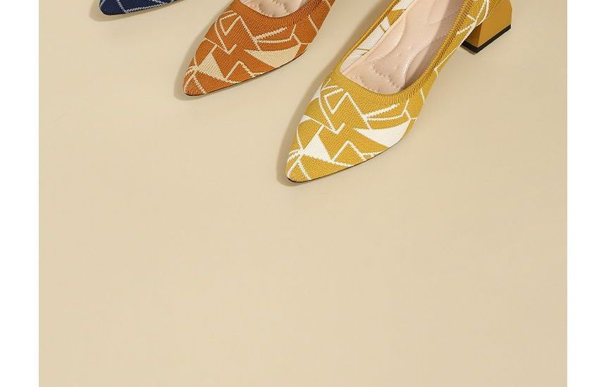 Pumps Pointed Knit Block-Heel