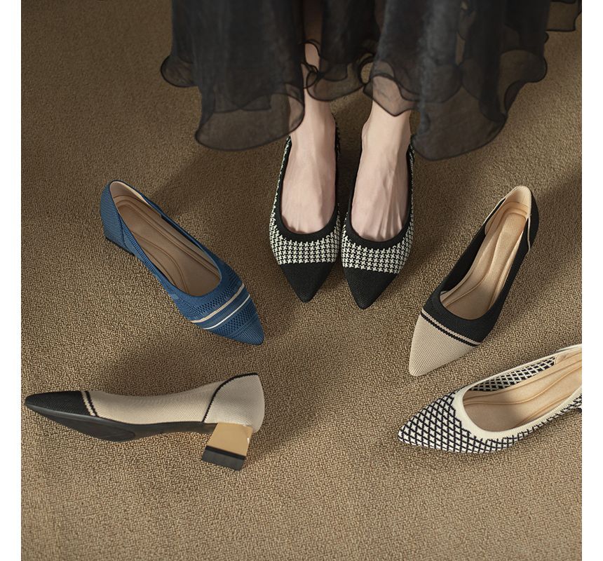 Pumps Pointed Woven Block-Heel