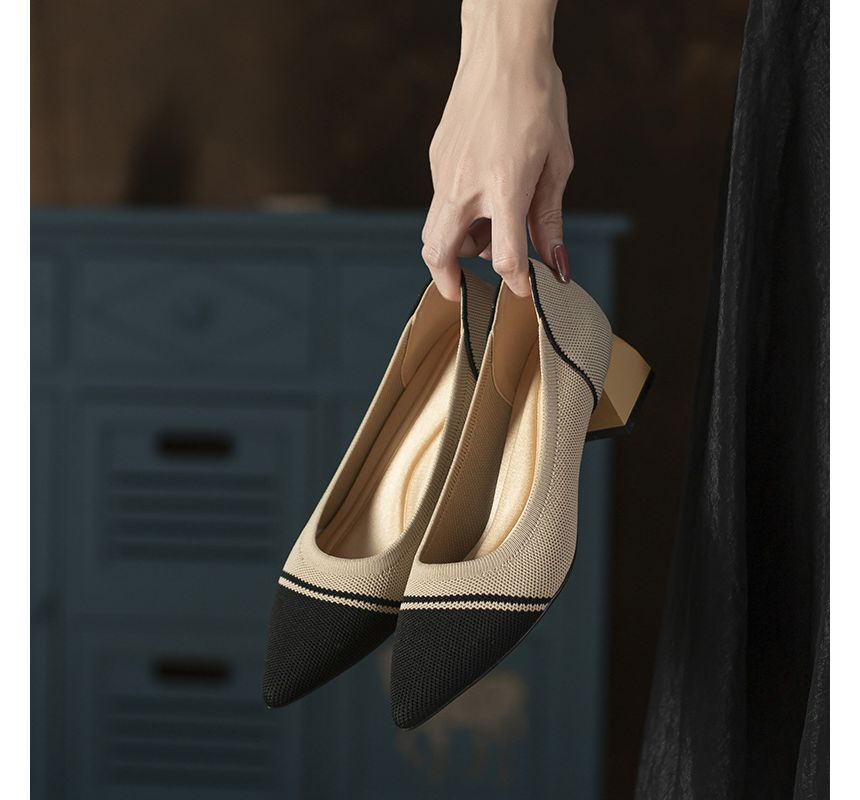 Pumps Pointed Woven Block-Heel