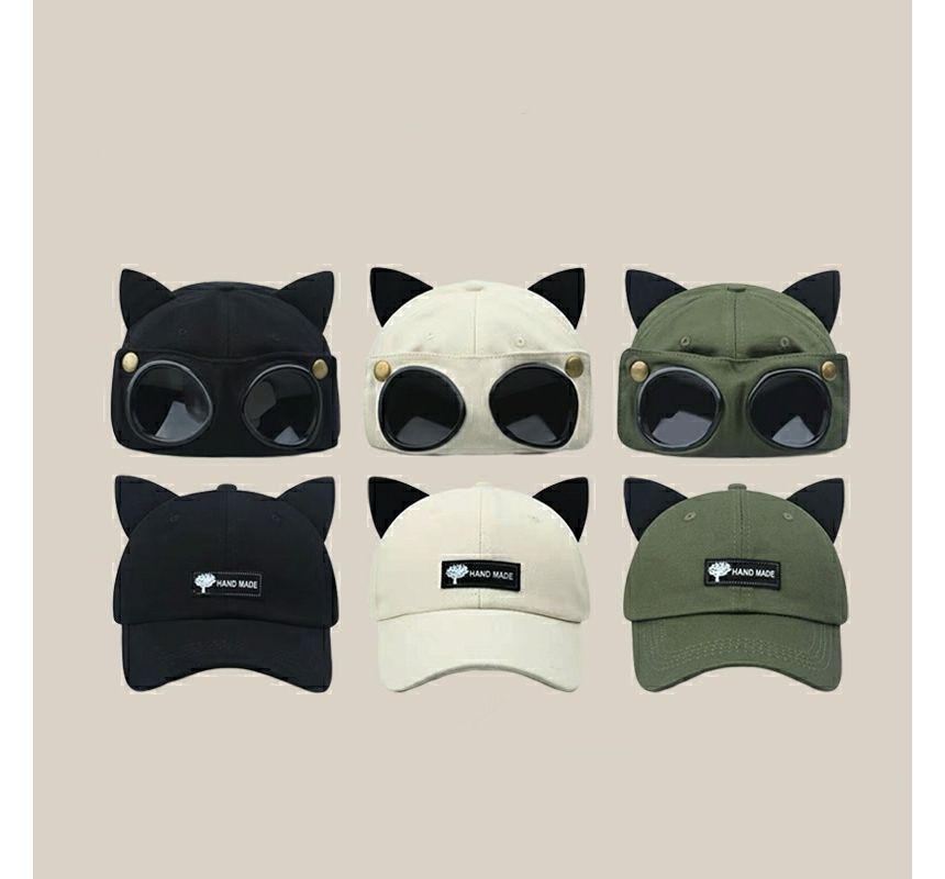 Cap Ear Goggles Baseball Aviator Cat with