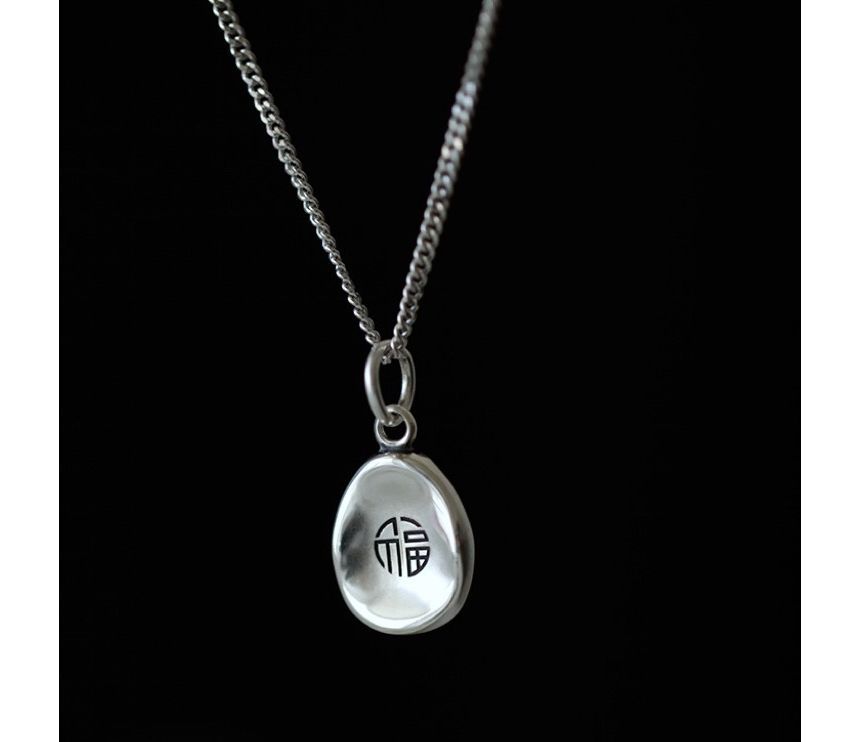 Characters Necklace Pendant Silver Chinese