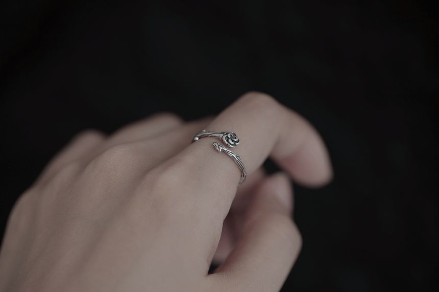 Ring Silver Open Rose Sterling