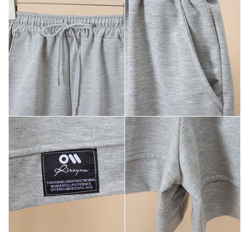 Label Shorts Waist Applique High Plain