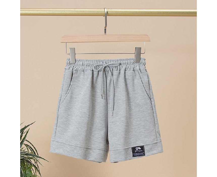 Label Shorts Waist Applique High Plain