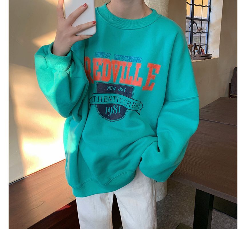 Oversized Crew Neck Lettering Sweatshirt