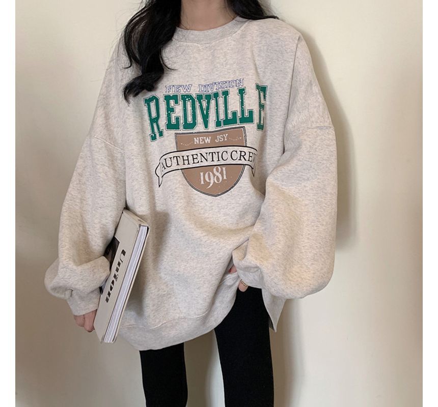 Oversized Crew Neck Lettering Sweatshirt