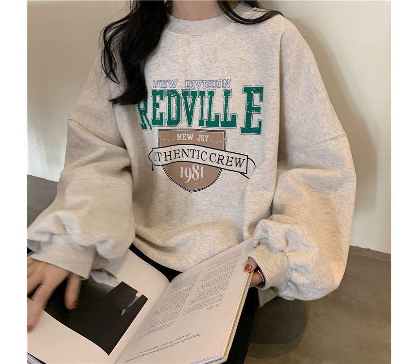 Oversized Crew Neck Lettering Sweatshirt