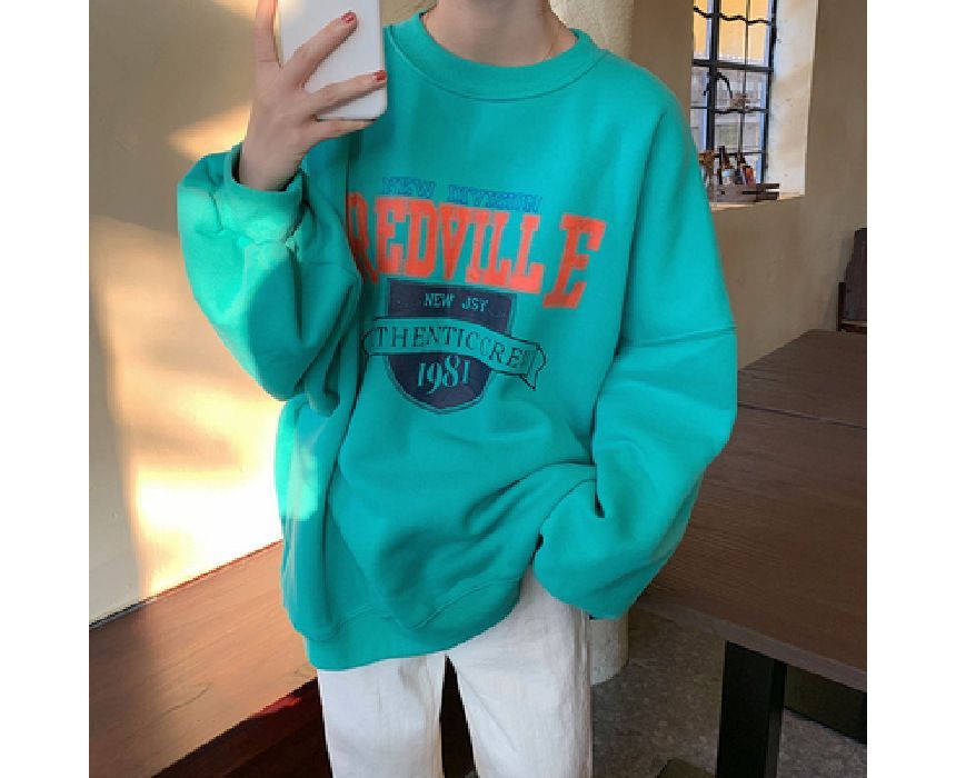 Oversized Crew Neck Lettering Sweatshirt