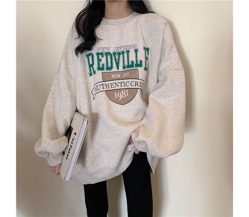 Oversized Crew Neck Lettering Sweatshirt