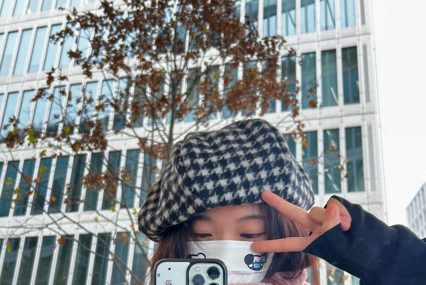 Panel Beret Houndstooth