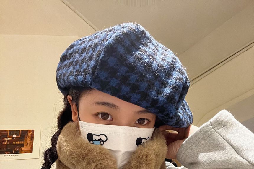 Panel Beret Houndstooth