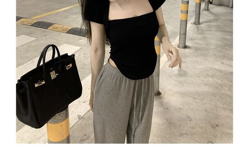 Square T-Shirt Plain Neck Short-Sleeve