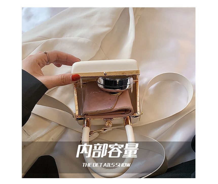 Leather Faux Hand Boxy Bag Plain