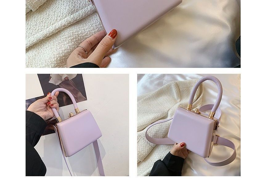 Leather Faux Hand Boxy Bag Plain