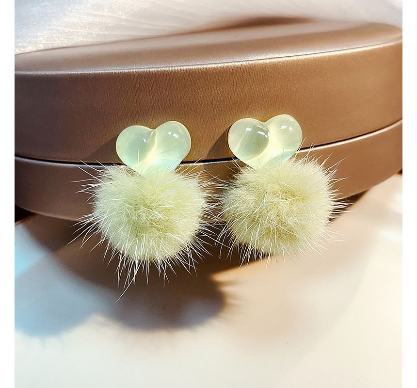 Heart Pom Pom Drop earring