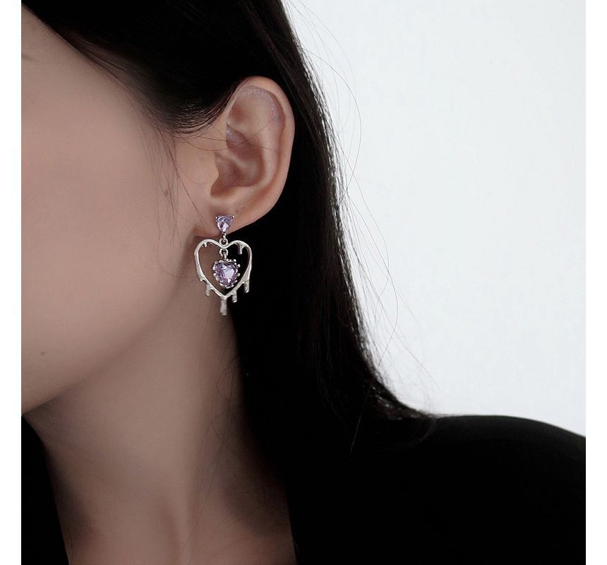 Rhinestone Heart Drop Earring