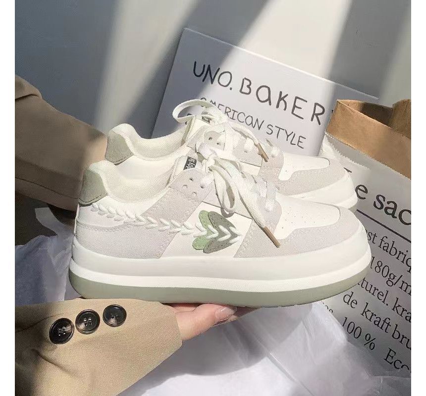 Platform Color Block Stitch Panel Sneakers