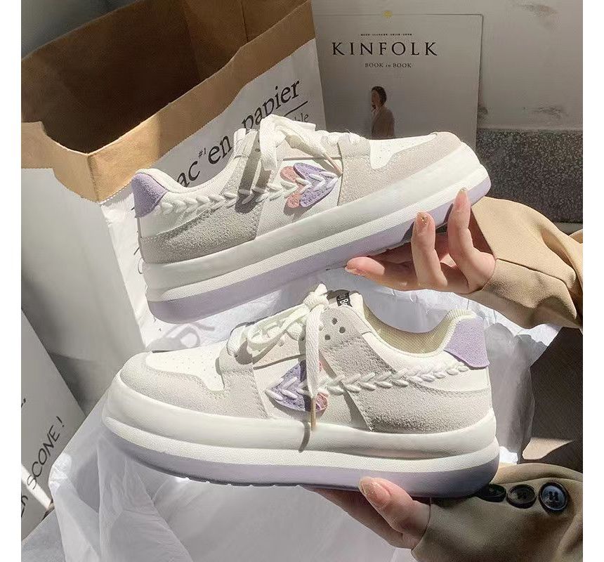 Platform Color Block Stitch Panel Sneakers