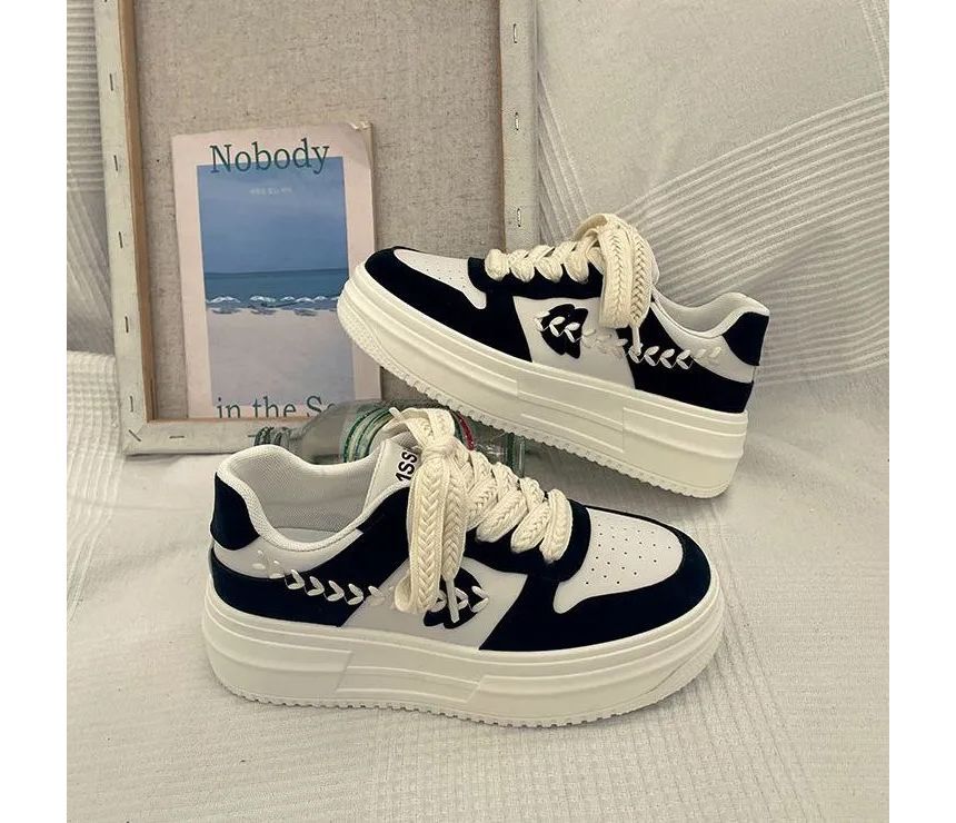 Platform Stitch Panel Sneakers