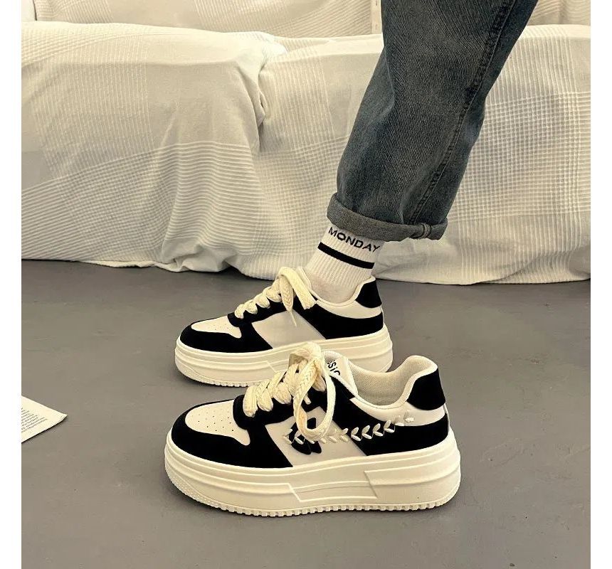 Platform Stitch Panel Sneakers