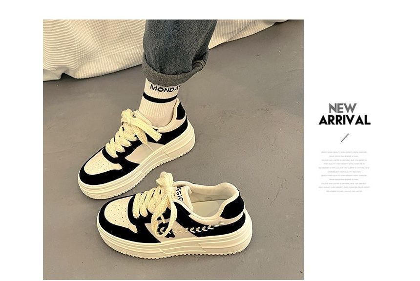 Platform Stitch Panel Sneakers