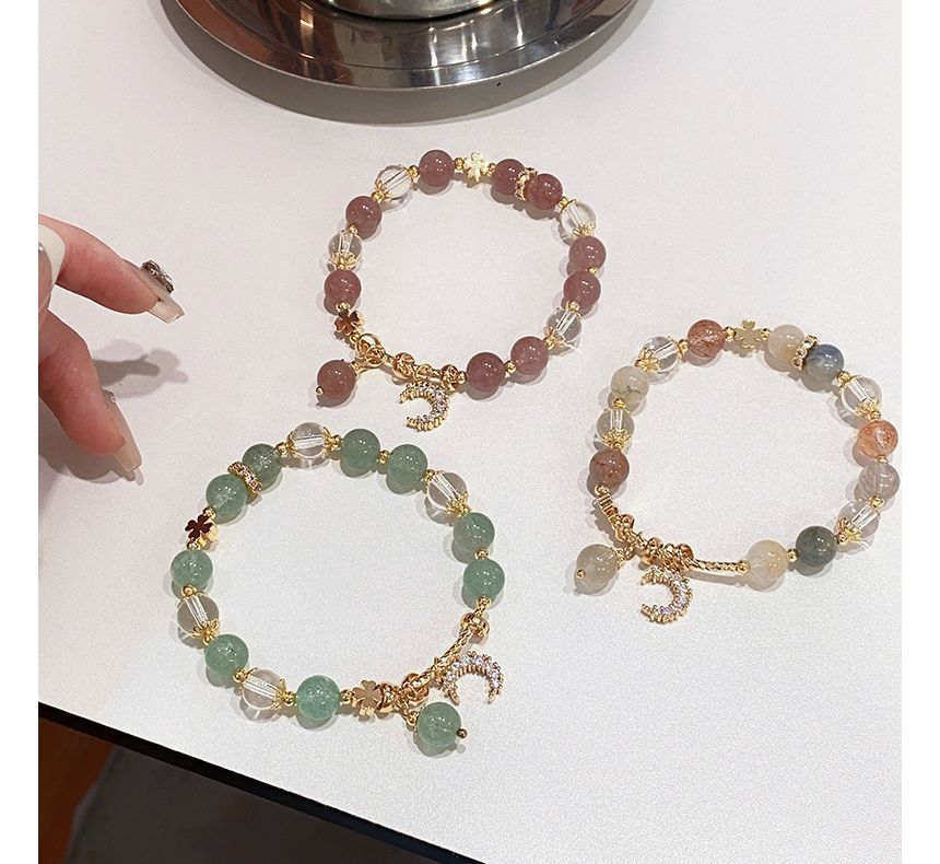 Moon Charm Faux Crystal Bracelet Rhinestone