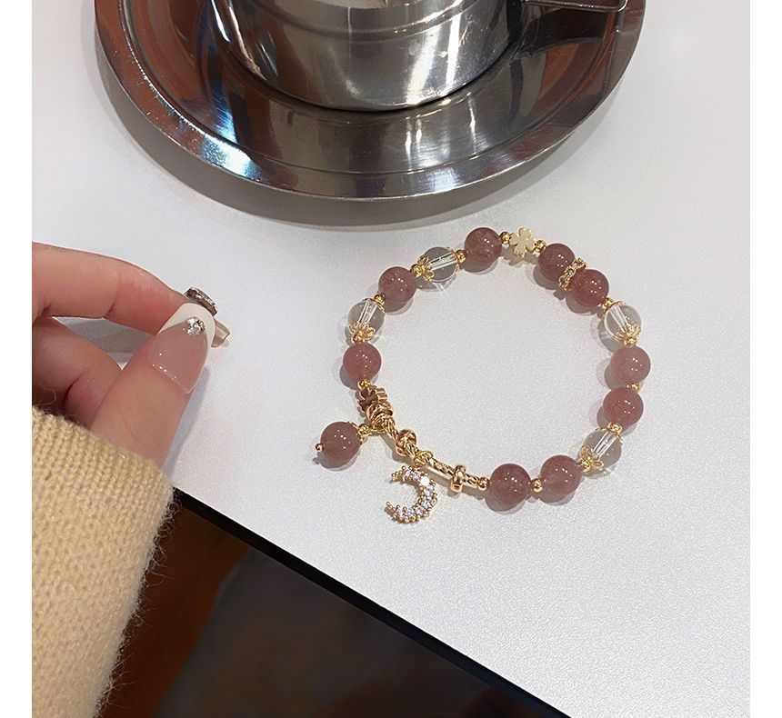 Moon Charm Faux Crystal Bracelet Rhinestone