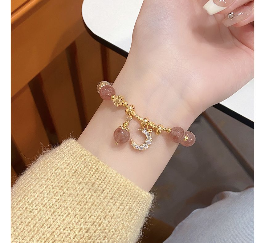 Moon Charm Faux Crystal Bracelet Rhinestone