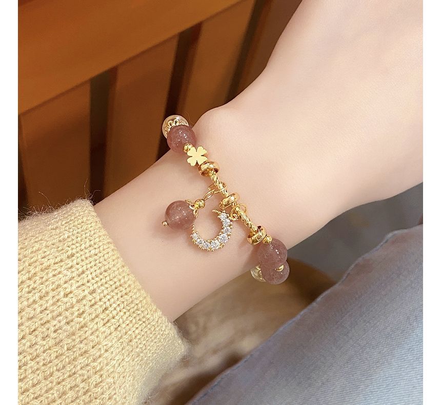 Moon Charm Faux Crystal Bracelet Rhinestone