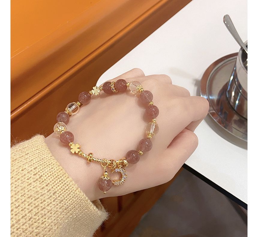 Moon Charm Faux Crystal Bracelet Rhinestone