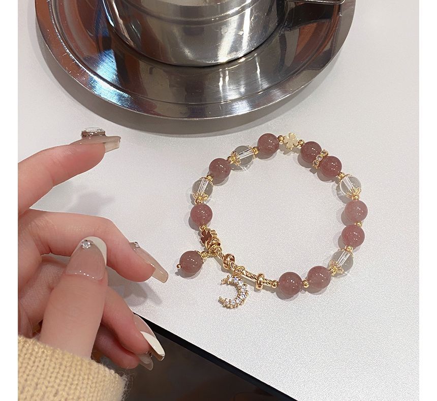 Moon Charm Faux Crystal Bracelet Rhinestone