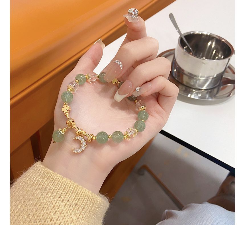 Moon Charm Faux Crystal Bracelet Rhinestone