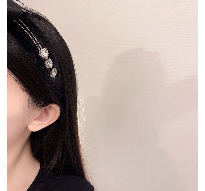 Fluffy Bow Rhinestone Headband