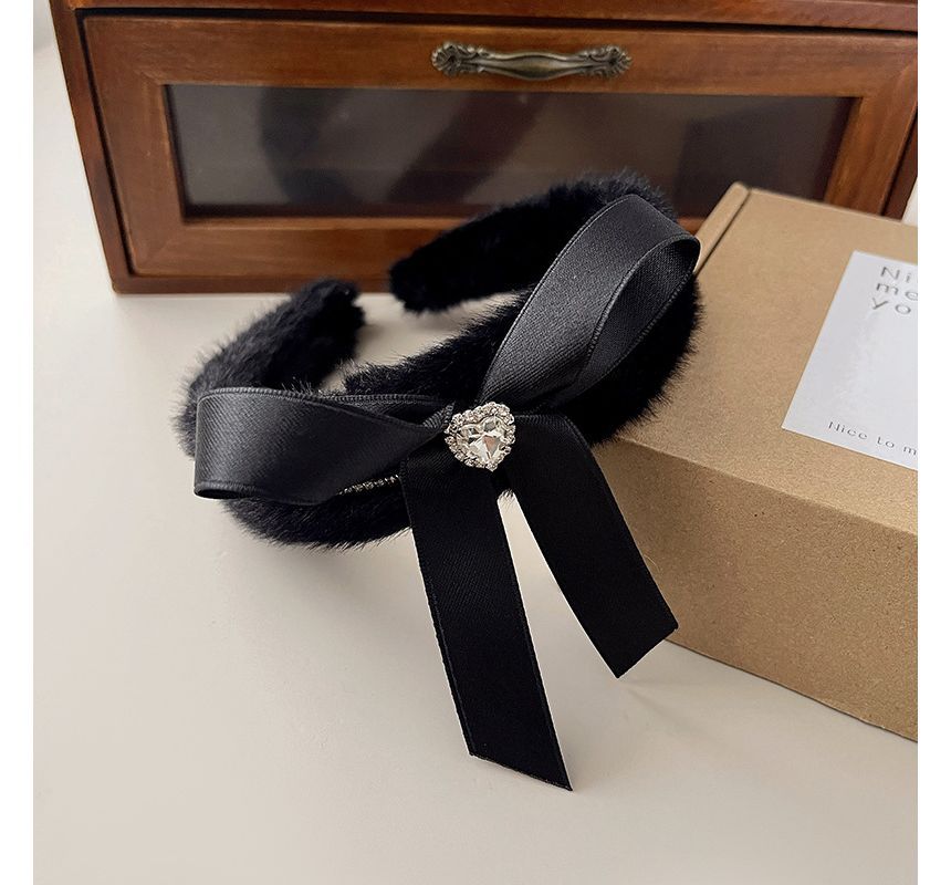 Fluffy Bow Rhinestone Headband