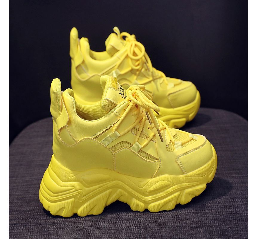 Lace Hidden Platform Sneakers Wedge Up