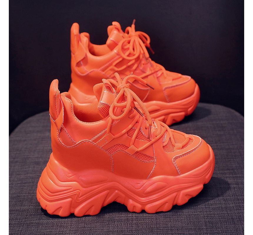 Lace Hidden Platform Sneakers Wedge Up