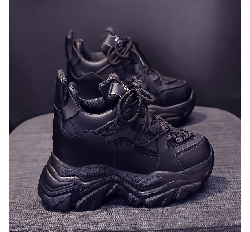 Lace Hidden Platform Sneakers Wedge Up