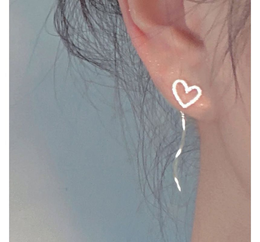 Silver Earring Sterling Heart Dangle