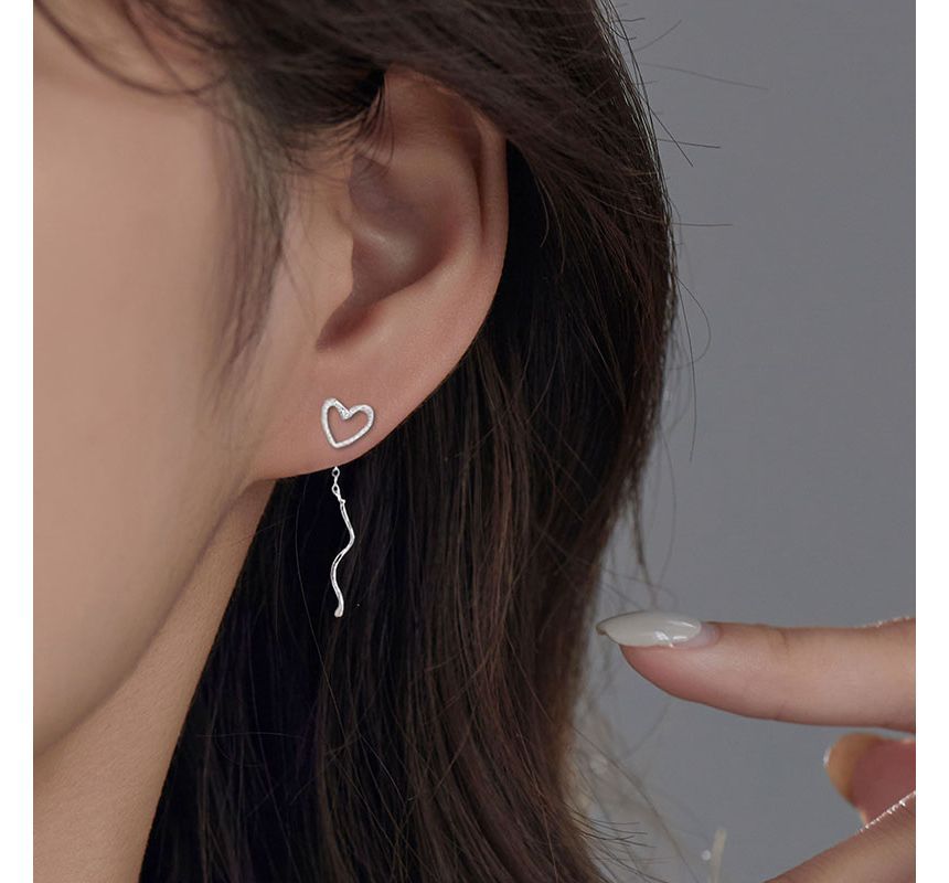 Silver Earring Sterling Heart Dangle