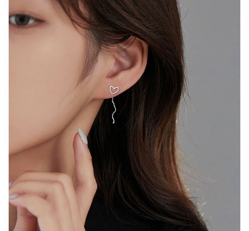 Silver Earring Sterling Heart Dangle