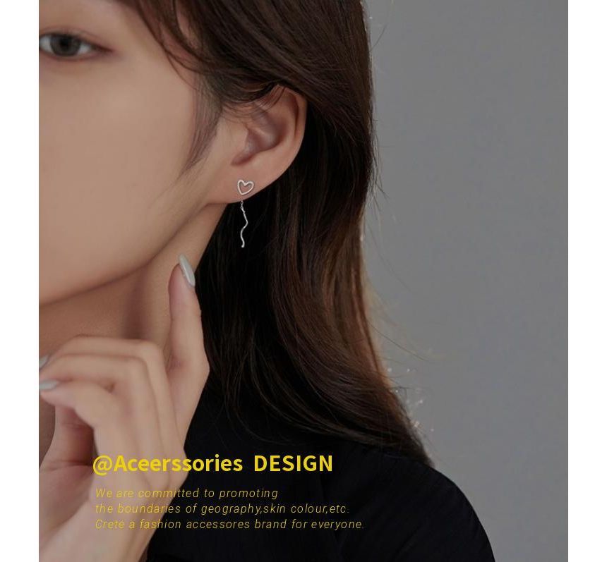 Silver Earring Sterling Heart Dangle